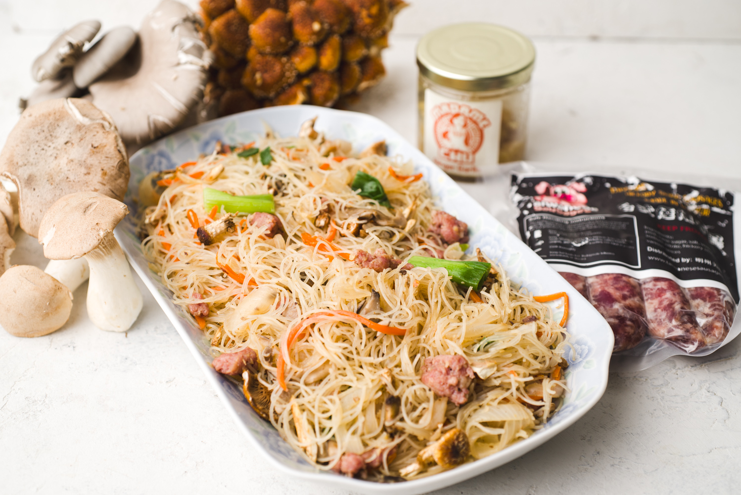 Taiwanese Sausage Rice Noodle Stir-Fry with mushrooms_Resized-3